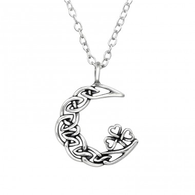 Moon And Clover - 925 Sterling Silver Necklace without stones A4S47813