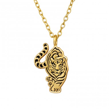 Golden Tiger - 925 Sterling Silver Necklace Without Stones A4S47959