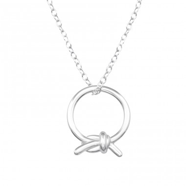 Knot On Circle - 925 Sterling Silver Necklace without stones A4S48255