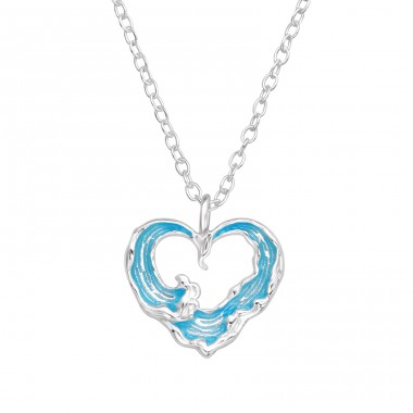 Wave Heart - 925 Sterling Silver Necklace without stones A4S48390