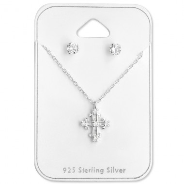 Cross - 925 Sterling Silver Sets Necklace with Earrings A4S28921