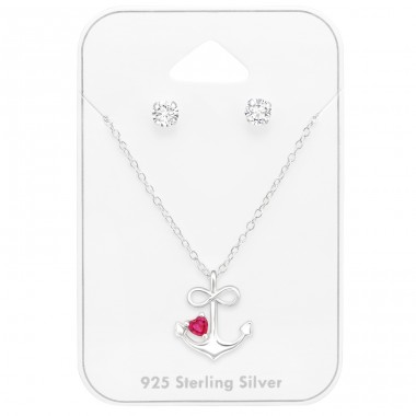 Anchor jewellery set - 925 Sterling Silver Sets Necklace With Earrings A4S45150