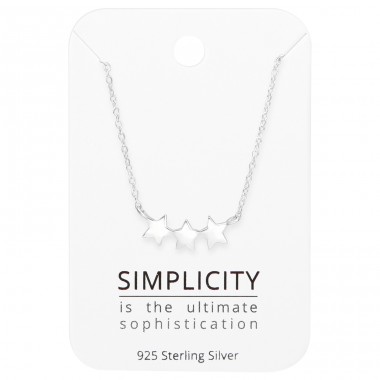 Triple Star on card - 925 Sterling Silver Sets Necklace With Earrings A4S45503