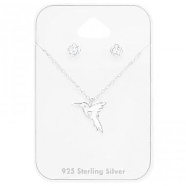 Hummingbird set  - 925 Sterling Silver Sets Necklace With Earrings A4S47376