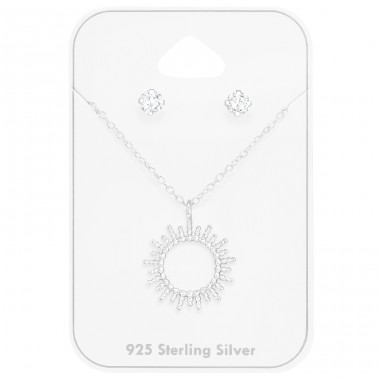 Set with Zirconia Ear Studs - 925 Sterling Silver Sets Necklace With Earrings A4S47377