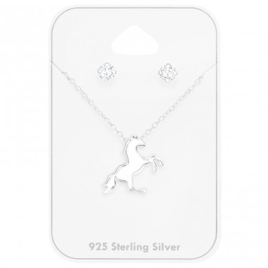 Horse set  - 925 Sterling Silver Sets Necklace With Earrings A4S47378