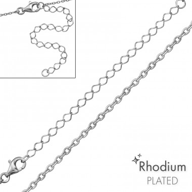 38cm Silver Cable Chain With 7cm Extension Included - 925 Sterling Silver Silver chains A4S42213