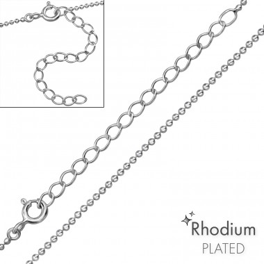 Ball rhodium plated chain 45 cm - 925 Sterling Silver Silver Chains A4S48605