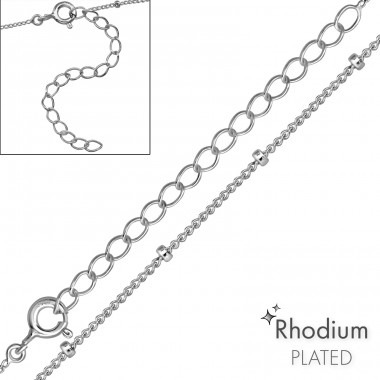 Cable rhodium plated chain 45 cm - 925 Sterling Silver Silver Chains A4S48613