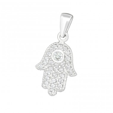 Hamsa Hand - 925 Sterling Silver Pendants with Zirconia stones A4S18059