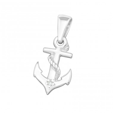 Anchor - 925 Sterling Silver Pendants with Zirconia stones A4S19165