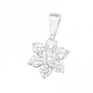 Flower - 925 Sterling Silver Pendants with Zirconia stones A4S19824