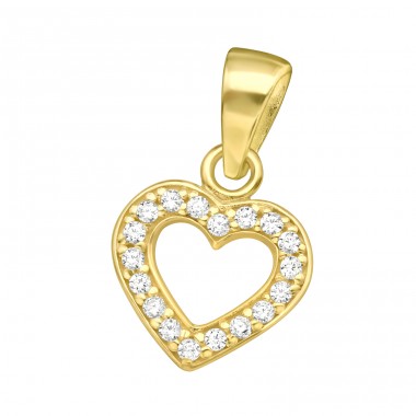 Classical Heart gold plated - 925 Sterling Silver Pendants With Zirconia Stones A4S44356