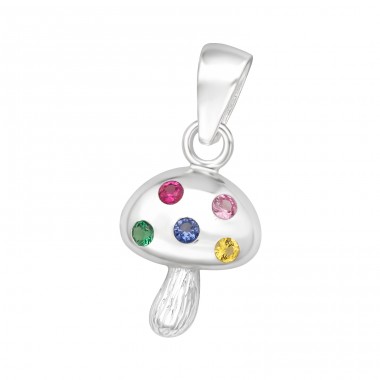 Zirconia multicolor Mushroom - 925 Sterling Silver Pendants With Zirconia Stones A4S44498