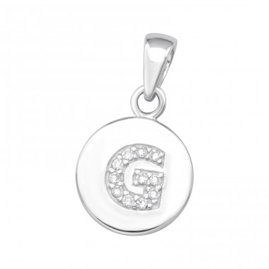 Letter G with Zirconia - 925 Sterling Silver Pendants With Zirconia Stones A4S46508