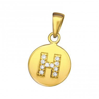 Letter H with Zirconia - 925 Sterling Silver Pendants With Zirconia Stones A4S46511