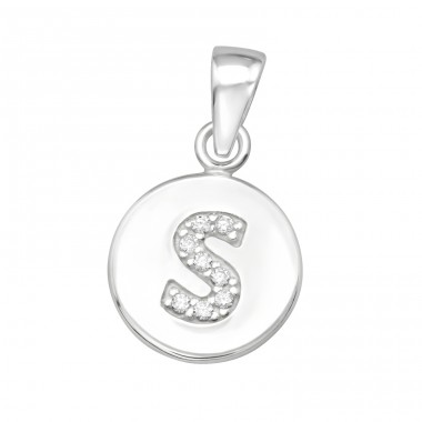 Letter S with Zirconia - 925 Sterling Silver Pendants With Zirconia Stones A4S46532