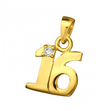 Gold plated 16 with Zirconia  - 925 Sterling Silver Pendants With Zirconia Stones A4S46631