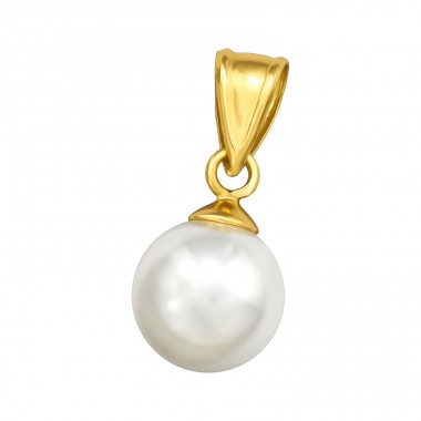 Pearl 8mm golden - 925 Sterling Silver Pendants  A4S47475