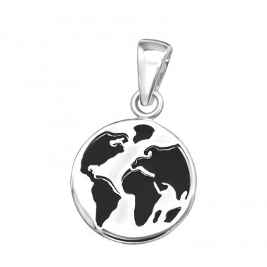 Earth / Worldmap - 925 Sterling Silver Pendants Without Stones A4S44405