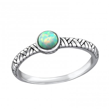 Runder "Mondgelber" Opal - 925 Sterling Silber Ringe mit Zirkon A4S32430