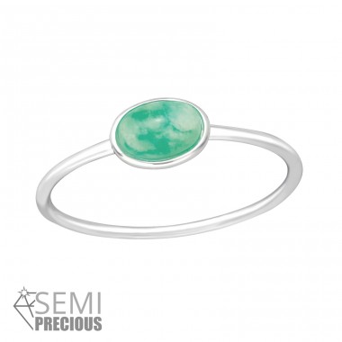 Oval "Amazonite" - 925 Sterling Silver Rings With Semi-Precious stone A4S35603