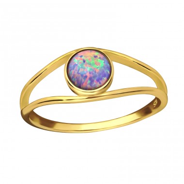 Runder "Multi Lavendel" Opal - 925 Sterling Silber Ringe mit Zirkon A4S36173