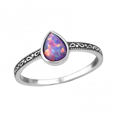 Teardrop "Multi Lavender" Opal - 925 Sterling Silver Rings With Opal Stones A4S36174