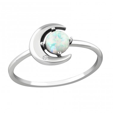 Moon "Fire Snow" Opal - 925 Sterling Silver Rings With Opal Stones A4S36873