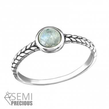 Oxidované "Rainbow Moonstone" - Šperkovní Stříbro 925 Prsteny S Polodrahokamy A4S37130