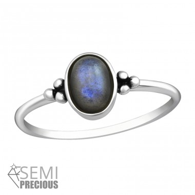 Oval "Labradorite" - 925 Sterling Silver Rings With Semi Precious Stones A4S37297