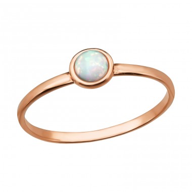 Round "Fire Snow" Opal - 925 Sterling Silver Rings With Opal Stones A4S39783