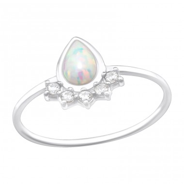 Pear - 925 Sterling Silver Rings with stones A4S40223