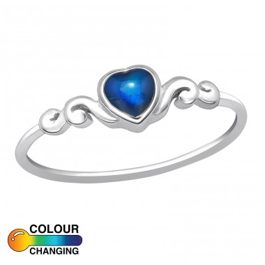 Blue Heart - 925 Sterling Silver Basic Rings A4S40432