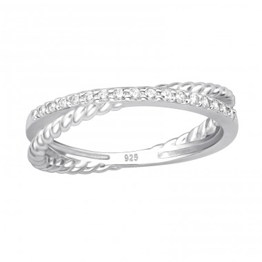 Verflochten mit Zirkonen - Sterling Silber 925 Ringe mit Zirkon A4S40740