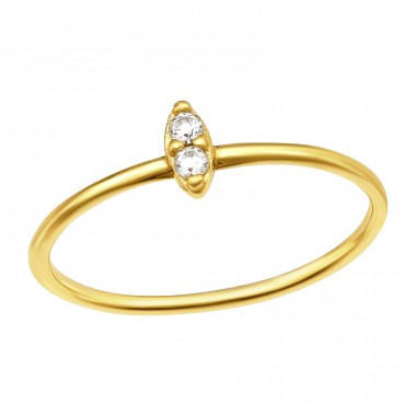 Golden Marquise with 2 stones - 925 Sterling Silver Rings With Zirconia Stones A4S41054