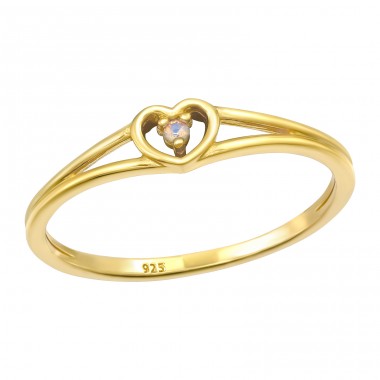 Golden Heart - 925 Sterling Silver Rings With Zirconia Stones A4S41055