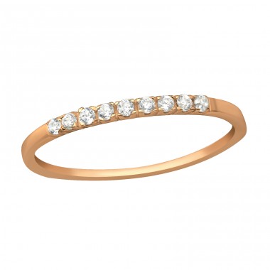 Rosegold Line of Zirconias - 925 Sterling Silver Rings With Zirconia Stones A4S41652