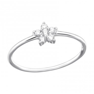 Flower - 925 Sterling Silver Rings With Zirconia Stones A4S42109