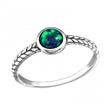 Runder Opal - 925 Sterling Silber Ringe mit Zirkon A4S42455