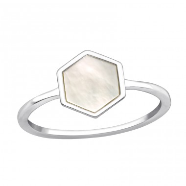 Hexagon - 925 Sterling Silber Ringe mit Steinen A4S43595