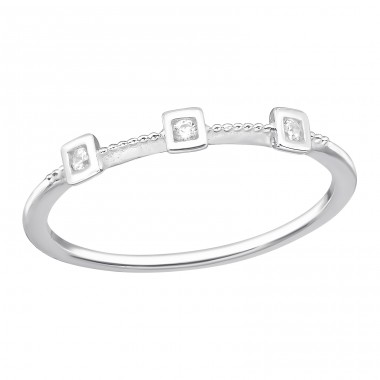 Three squares with zirconia inside - 925 Sterling Silver Rings With Stones A4S43853