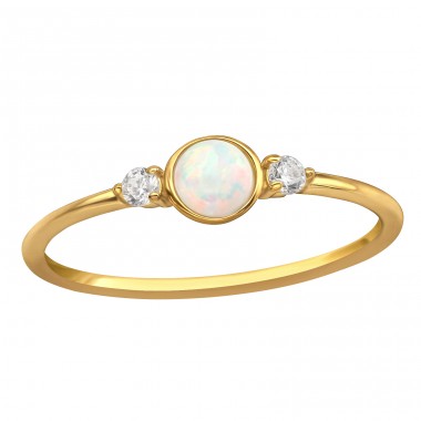 Round with opal and Zirconia stones - 925 Sterling Silver Rings With Stones A4S44191