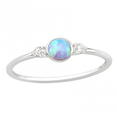 Blue Opal with Zirconia - 925 Sterling Silver Rings With Stones A4S44192