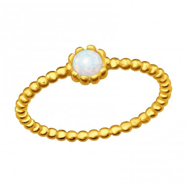 Golden Ball ring with Opal - 925 Sterling Silver Rings With Stones A4S44748