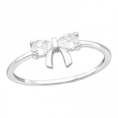 Bow with Zirconia - 925 Sterling Silver Rings With Stones A4S45294