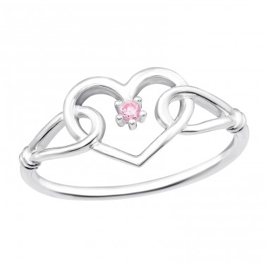 Tied Heart with zirconia - 925 Sterling Silver Rings With Stones A4S45607