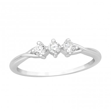 Three Zirconias - 925 Sterling Silver Rings With Stones A4S46162