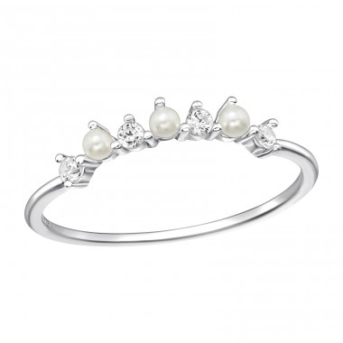 7 Stone Ring with zirconia and pearls - 925 Sterling Silver Rings With Stones A4S46234