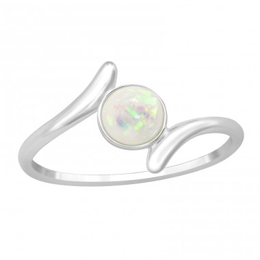 Asymmetrisch mit Opal – Ringe aus Sterlingsilber 925 mit Steinen A4S46350